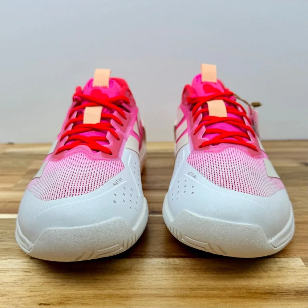 Adidas Ubersonic 5 Tennis Shoes Women's Pink White Heart Lace Up Athletic Size 8